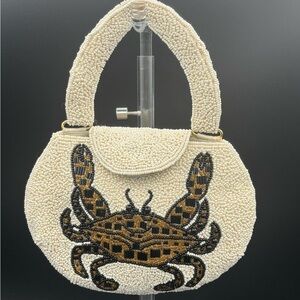 Inge Christopher Beaded Crab Mini Bag - Cream